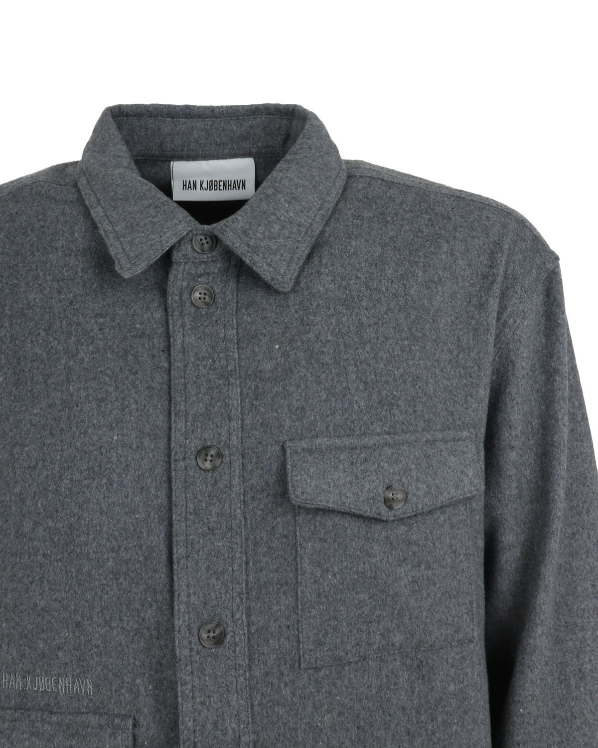 Wool Boxed Overshirt,grey melange