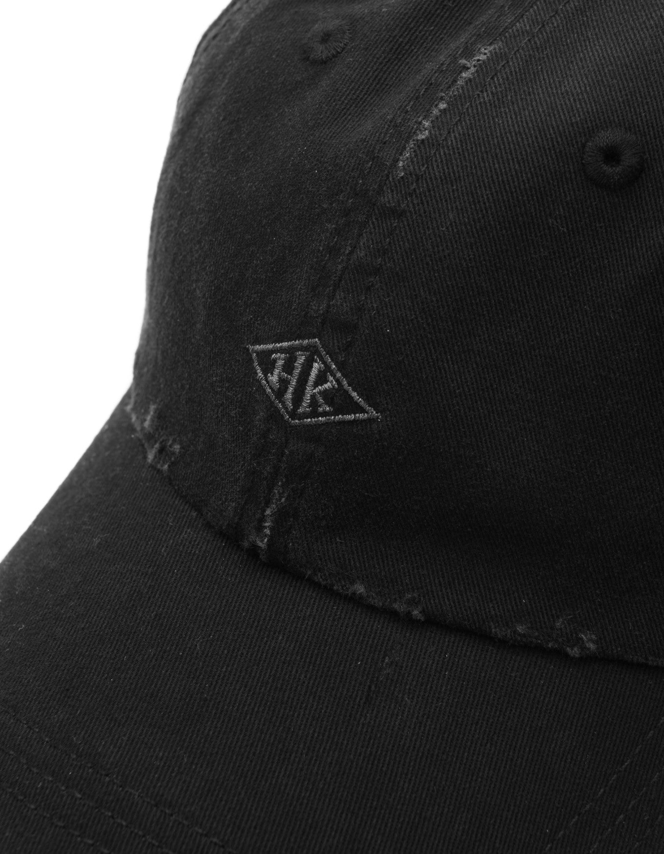 Distressed HK Diamond Embroidery Cap, black